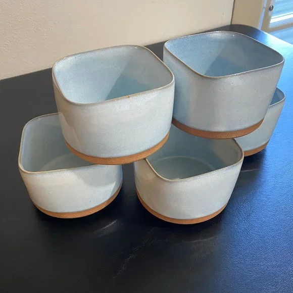 Five Teacups, Japanese Hand Thrown, Ice Blue - Picture 3 of 8
